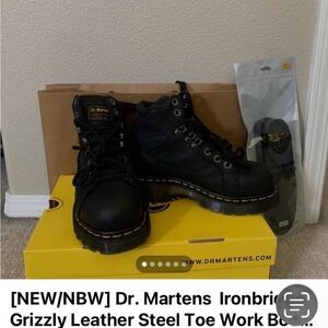Dr. Martens Black Leather Steel Toe Boots size 5